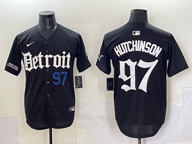 Men 2025 Detroit Lions #97 Hutchinson Black NFL jersey 0013->detroit lions->NFL Jersey
